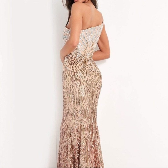 Jovani 06469SC Ombre Sequin Trumpet Prom Dress Silver/Cafe In Size 4 - Picture 6 of 16